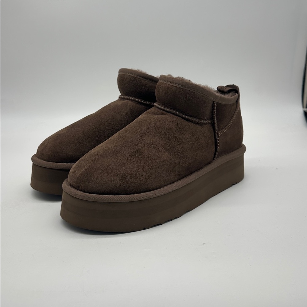 Australia Luxe Co. New Brown Sheepskin - Cosy Ultra Platform Boots size 8 NWT